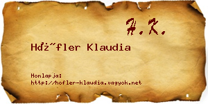 Höfler Klaudia névjegykártya