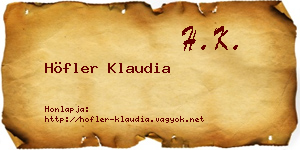Höfler Klaudia névjegykártya
